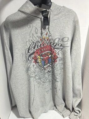 adidas Chicago Bulls Graphic Gray Hoodie XL Hooded Pockets Pullover